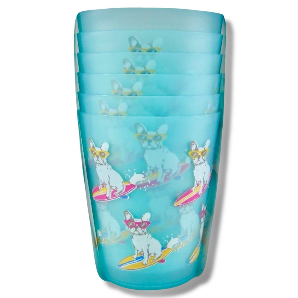 [6] 14oz Outdoor Tumblers ◈ Frenchie Melamine Surfing